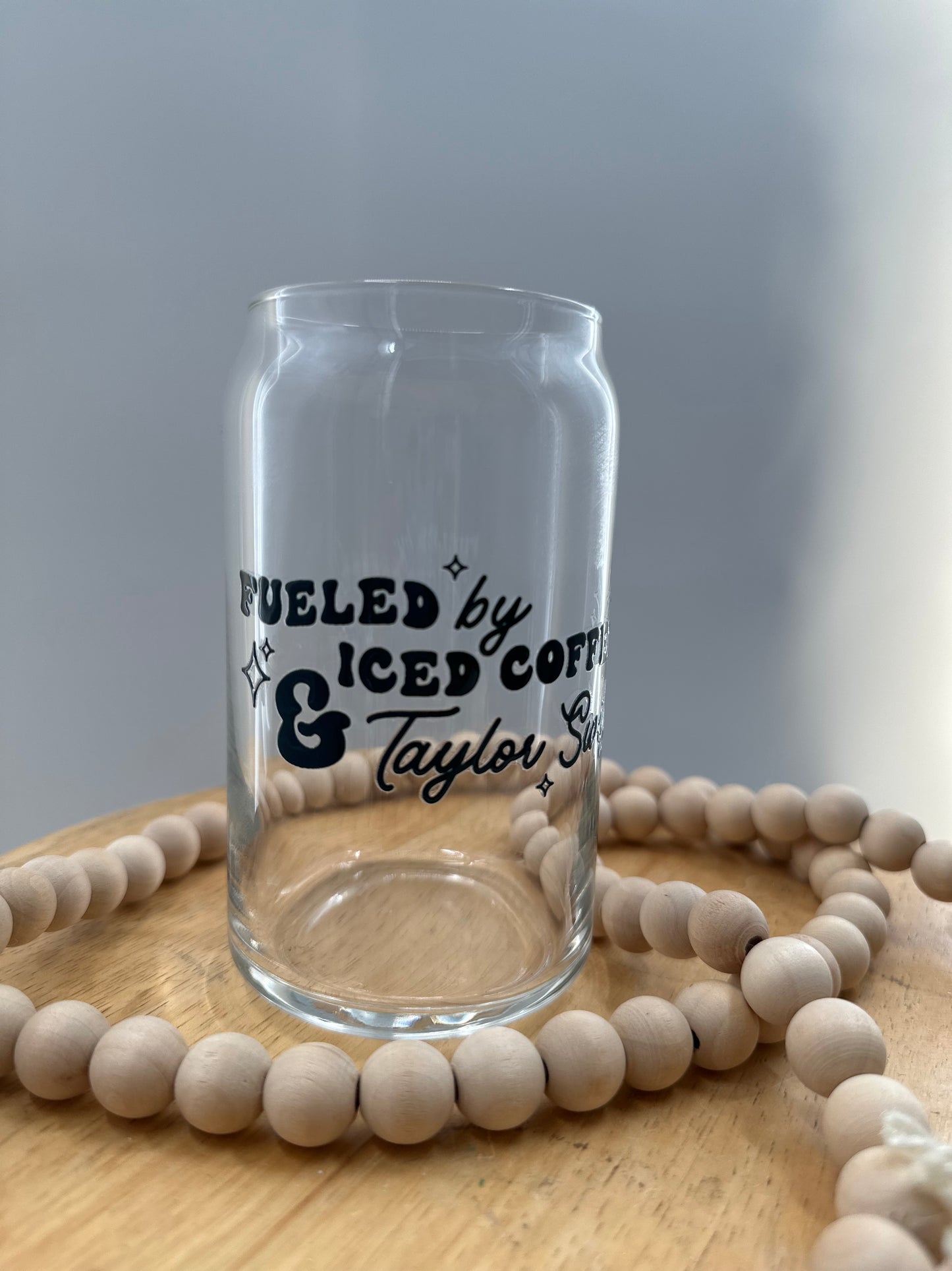 Fueled by Ice Coffee and Taylor Swift Glass Cup