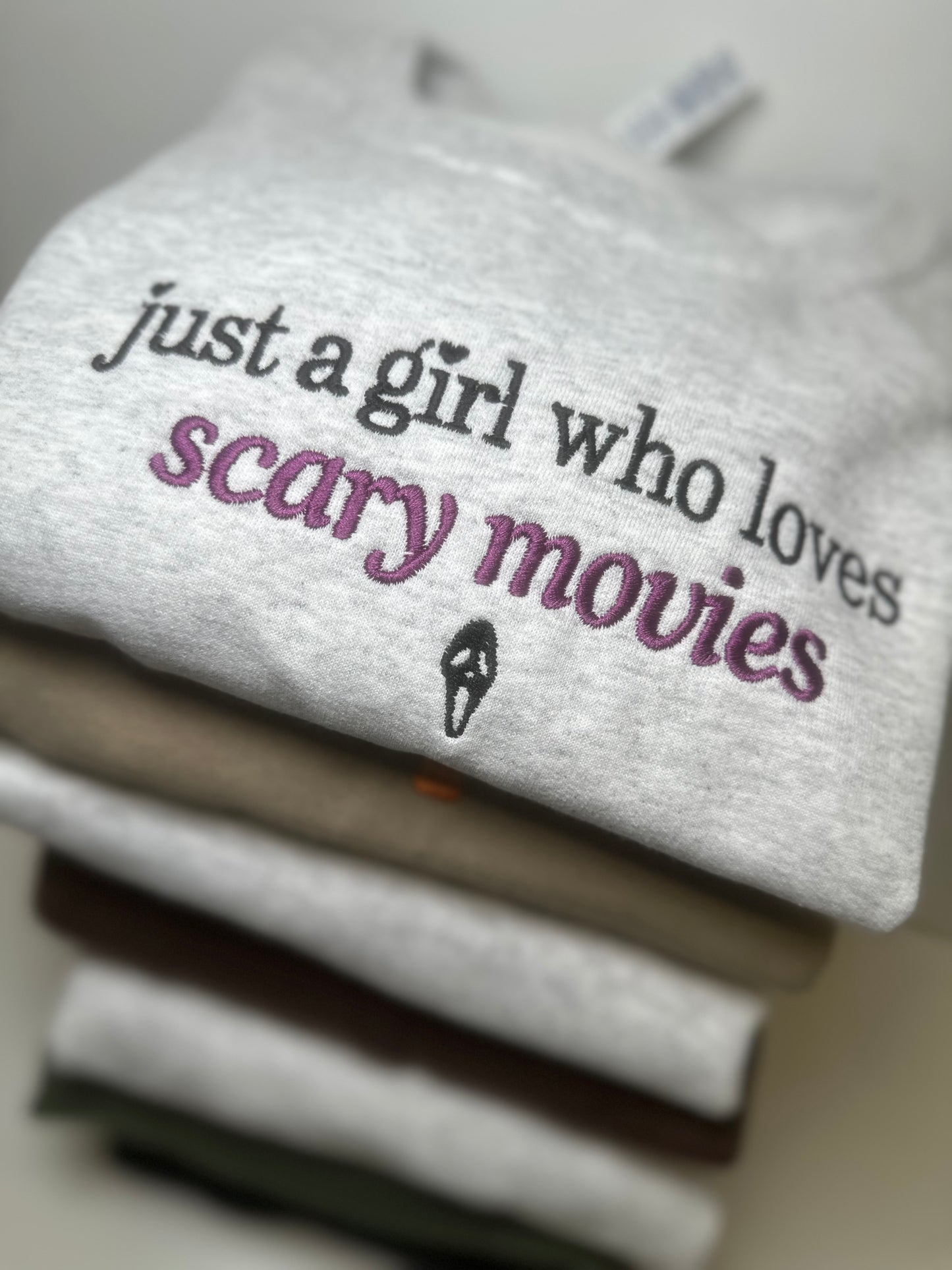Just a girl who loves scary movies crewneck