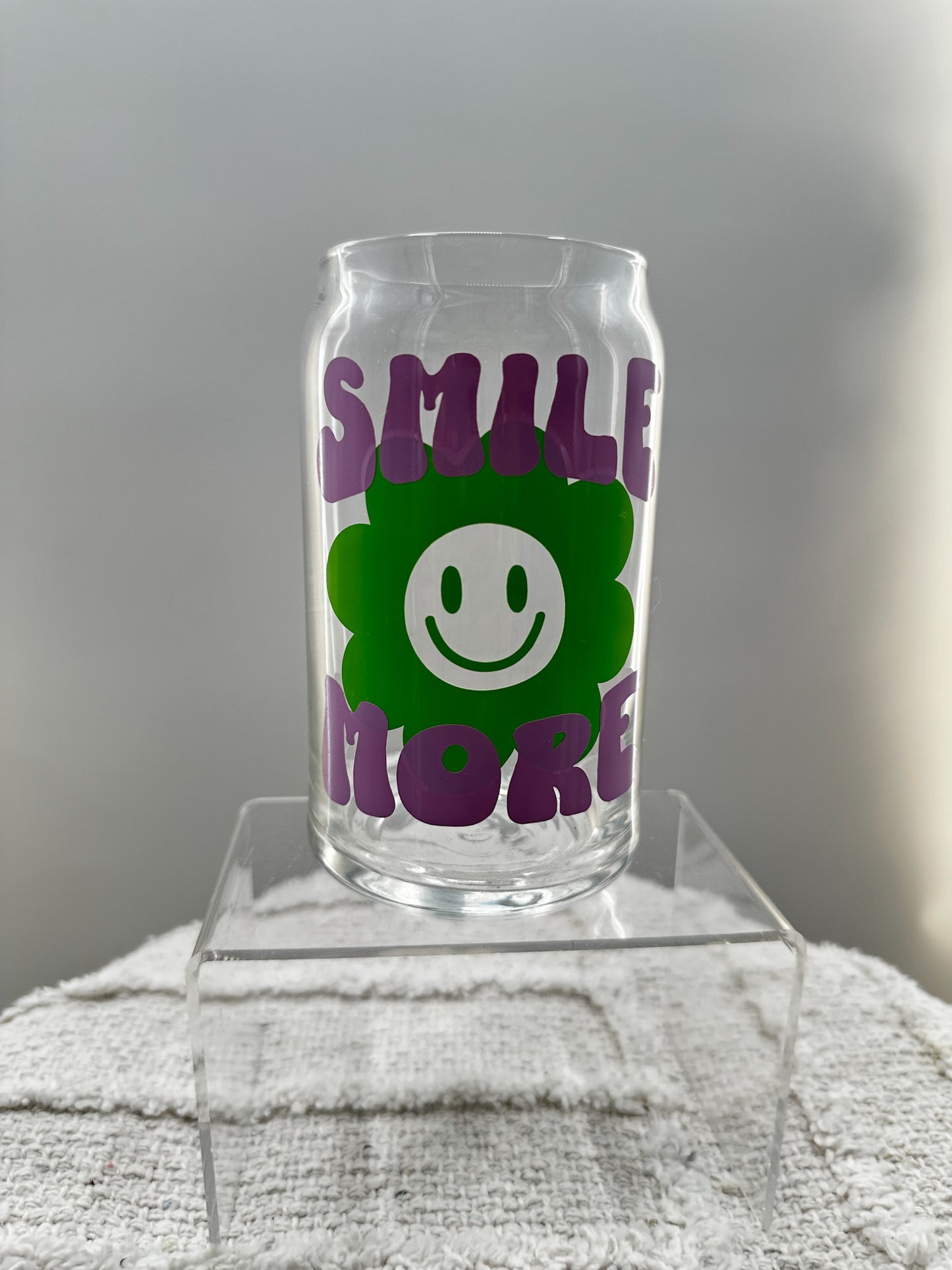 Smile More Glass Cup