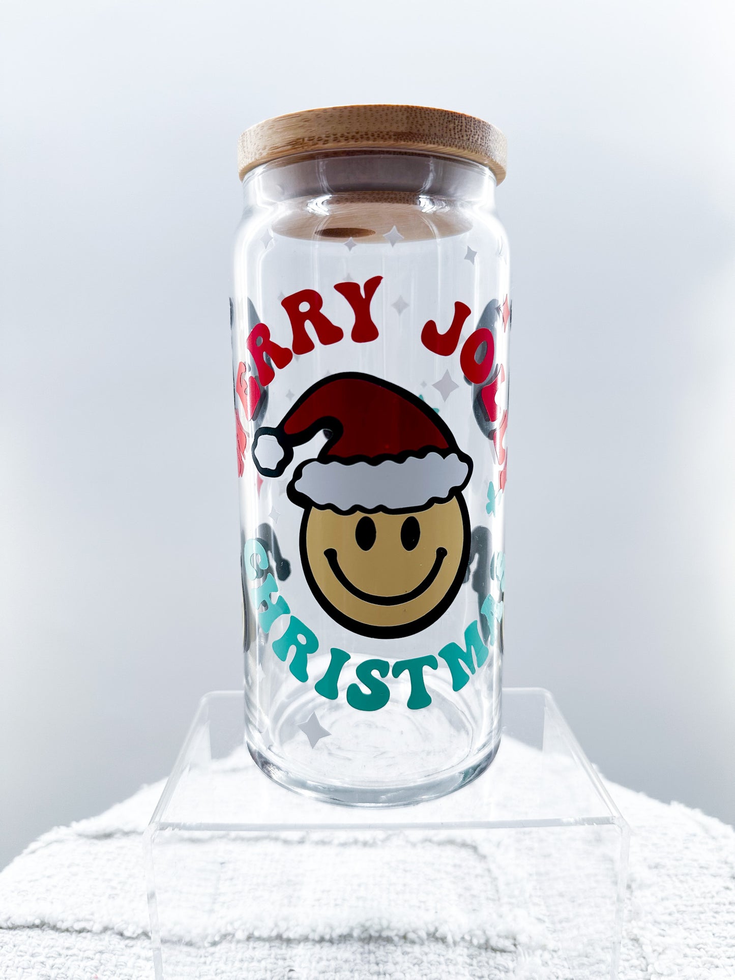 Merry Jolly Christmas Glass Cup