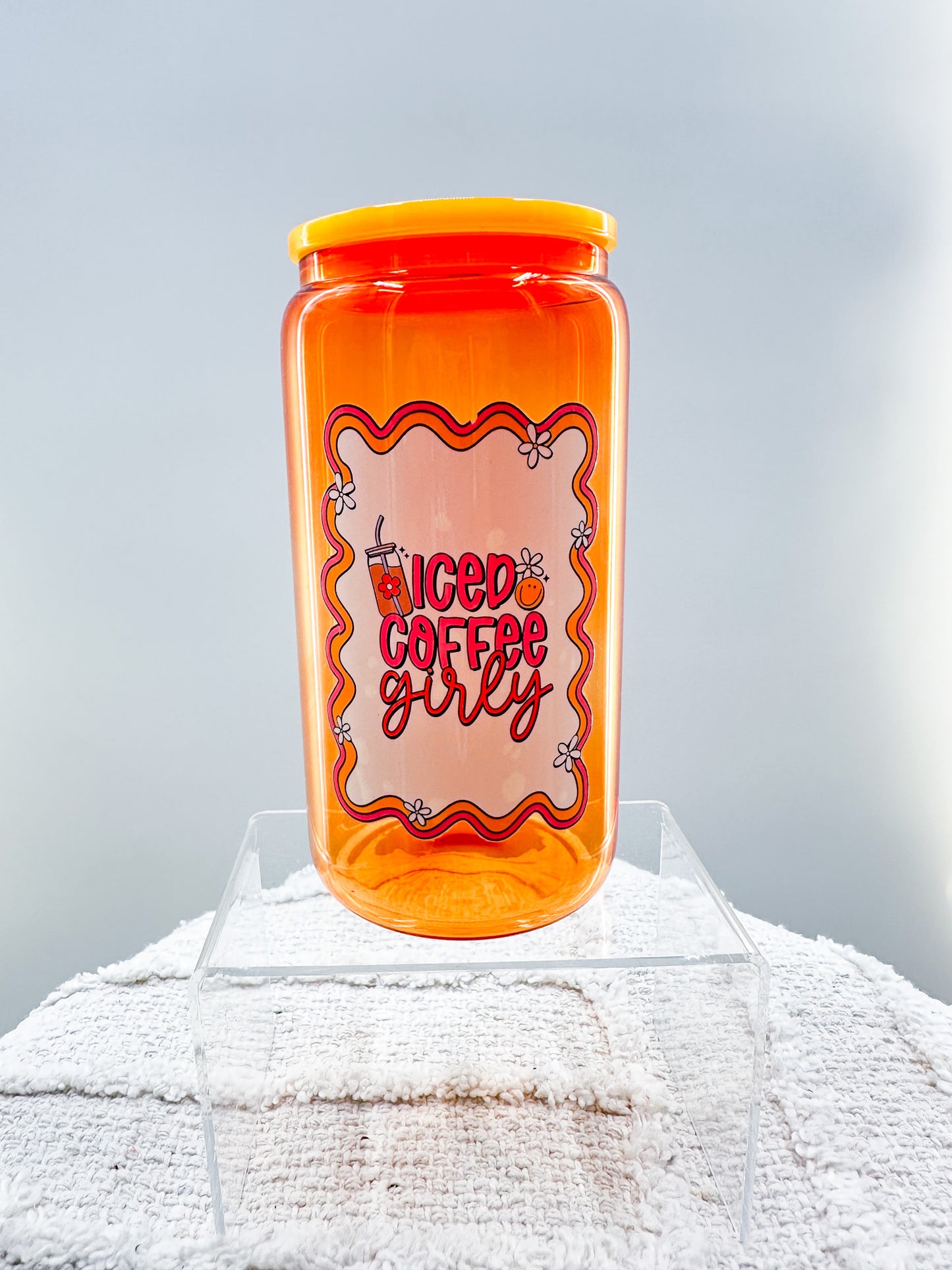 Ice Coffee Girly Orange Glass Cup