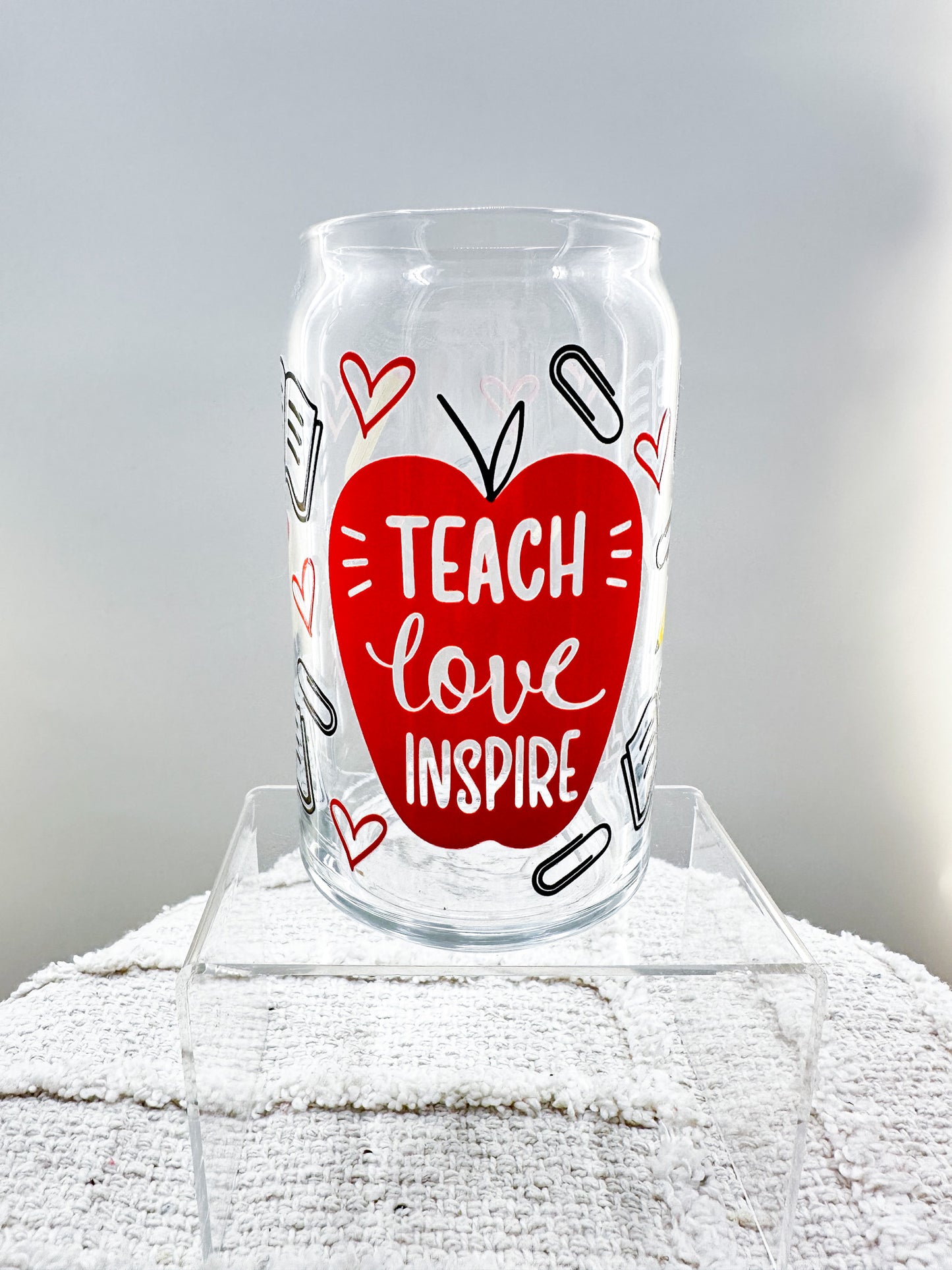 Teach Love Inspire Glass Cup