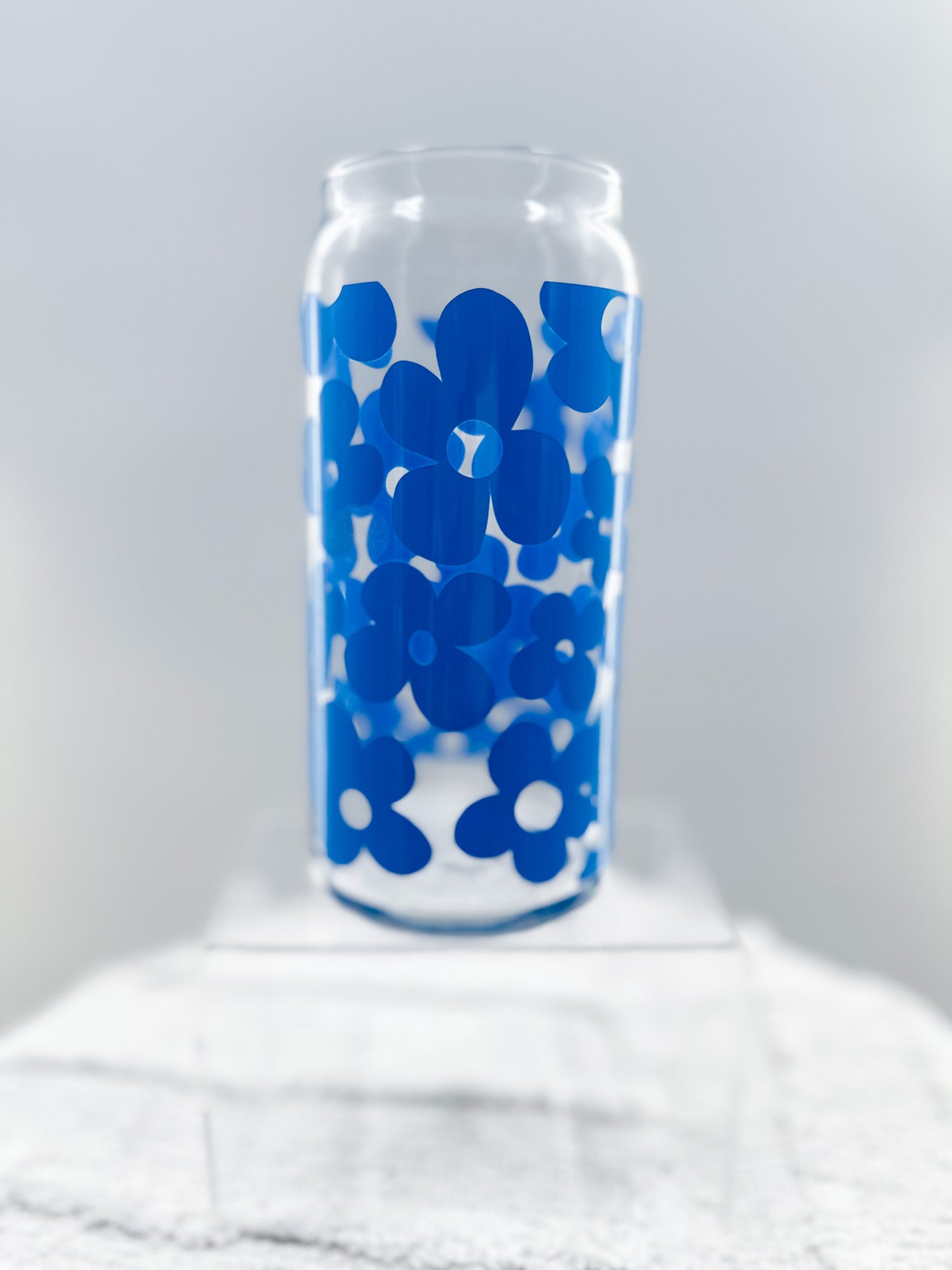 Blue Daisy Glass Cup