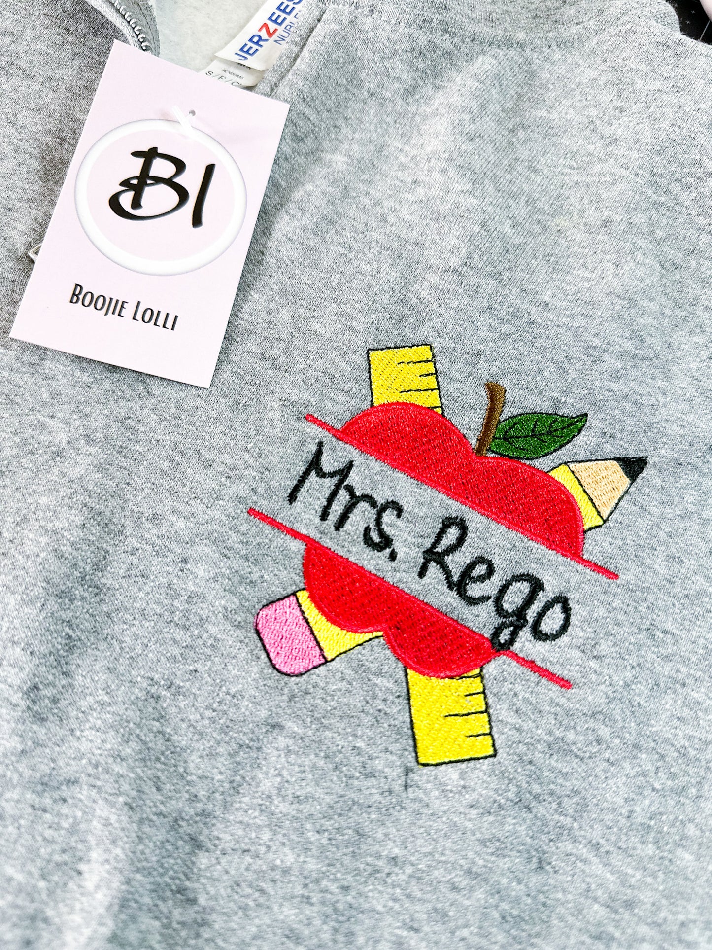 Personalized Teacher Quarter Zip Sweatshirt