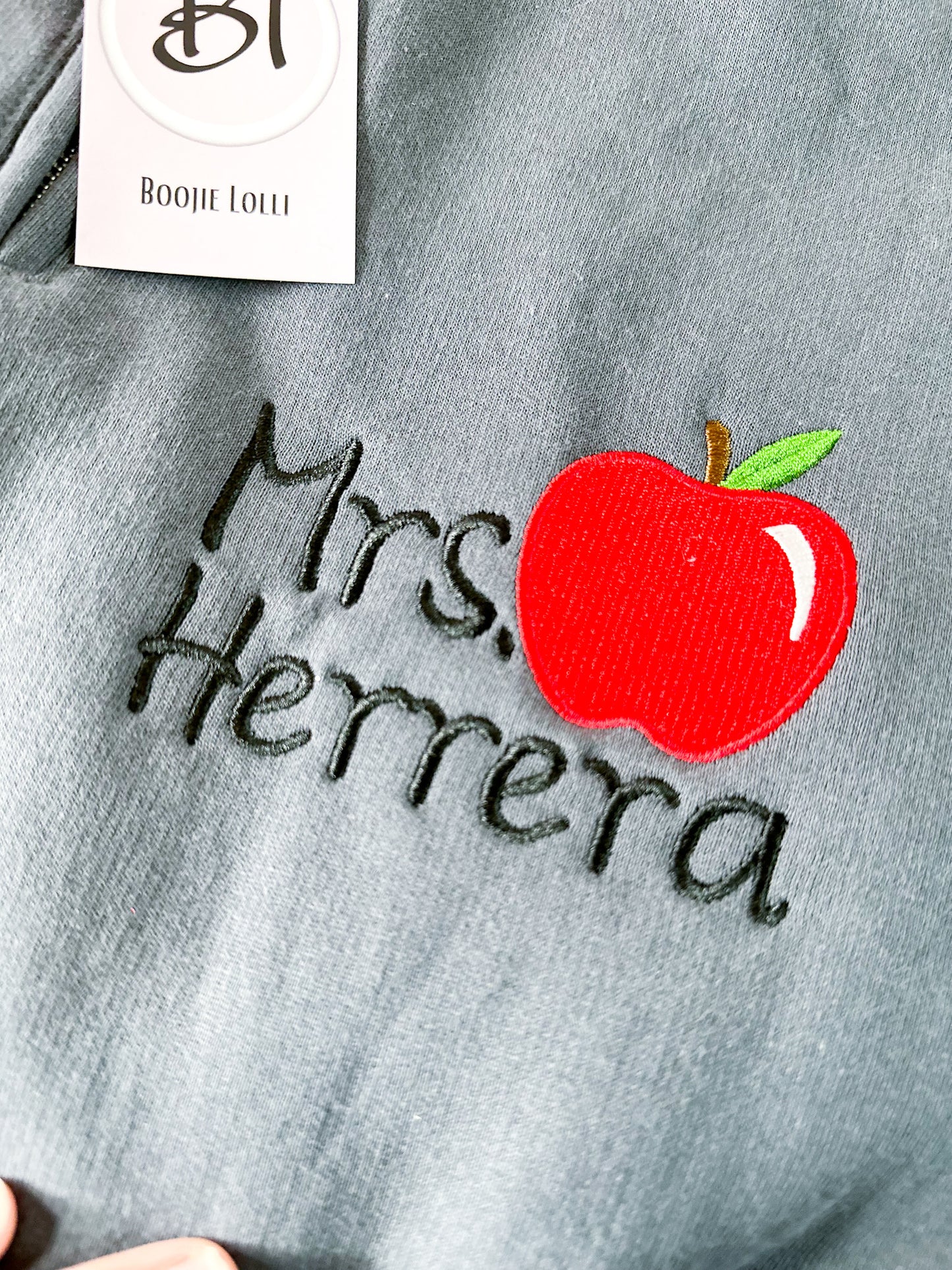 Teacher Pullover Sweatshirt, Apple with Teacher's Name