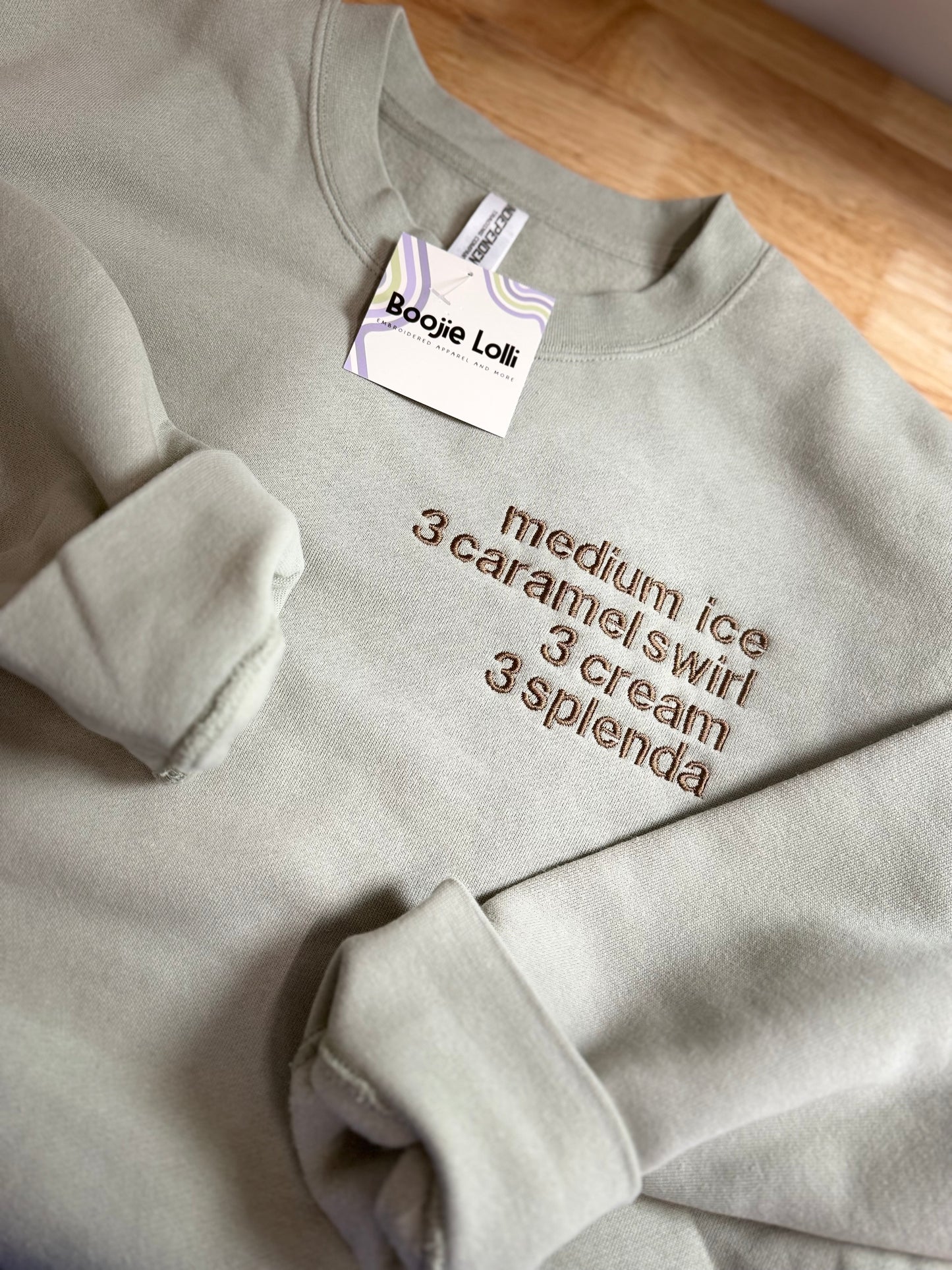 Custom Coffee Order Embroidered Crewneck