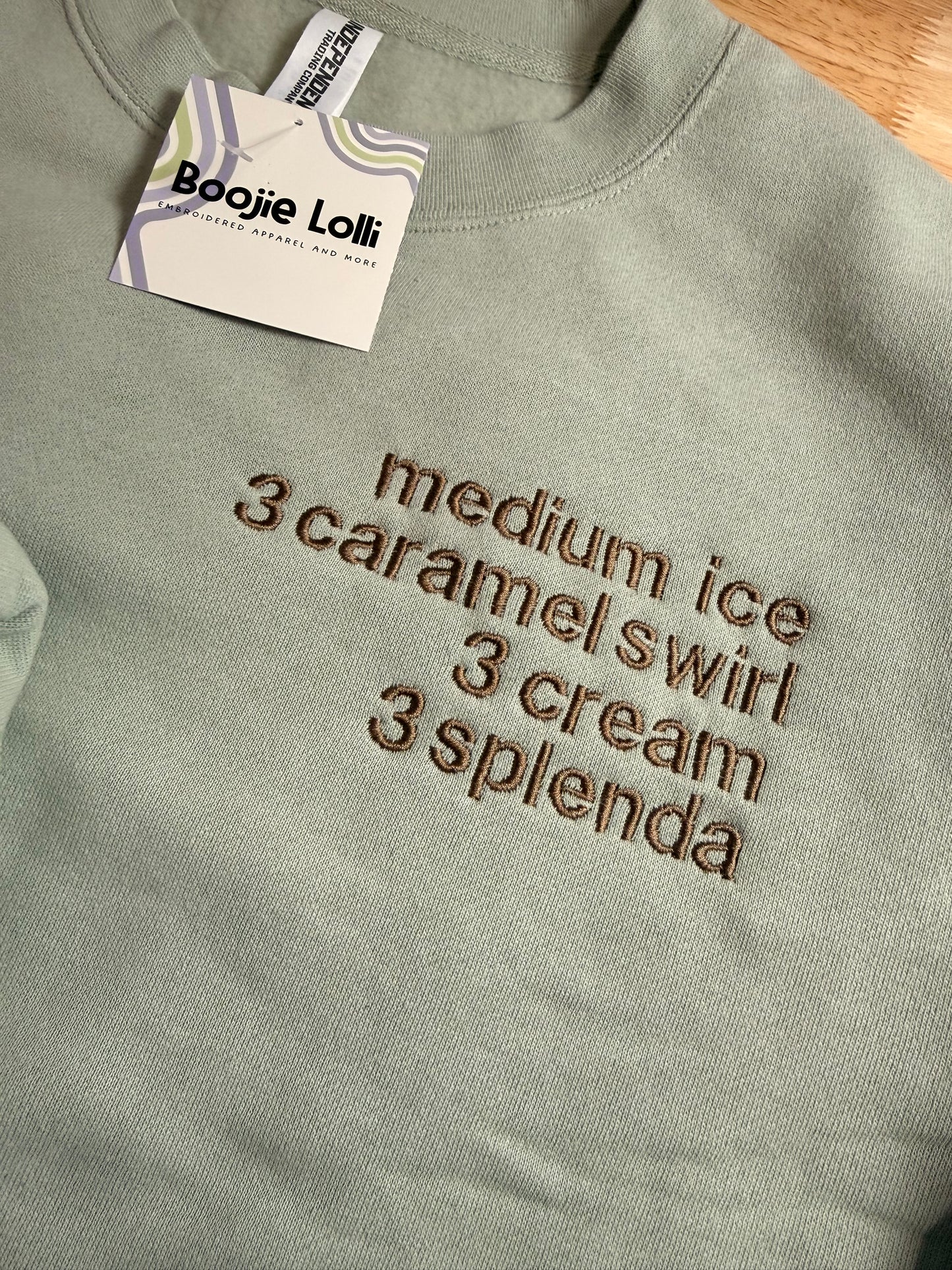 Custom Coffee Order Embroidered Crewneck