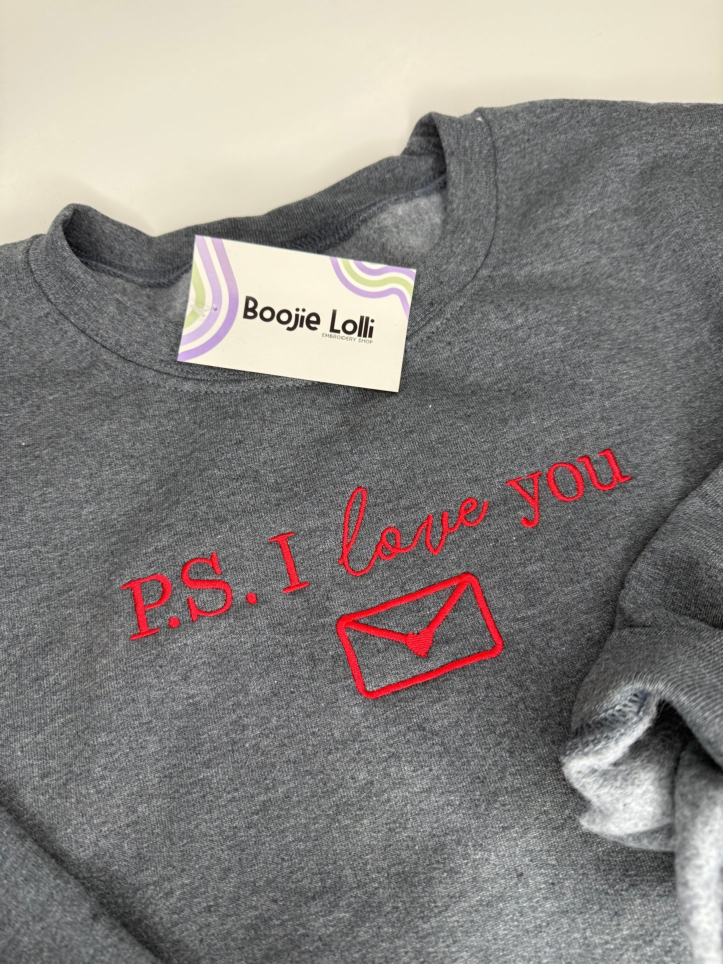 “P.S. I Love You” Embroidered Crewneck