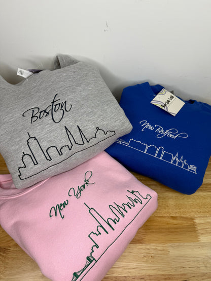 City Skyline Embroidered Crewneck