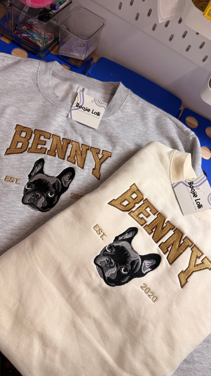 Custom Pet Portrait Embroidered Sweatshirt