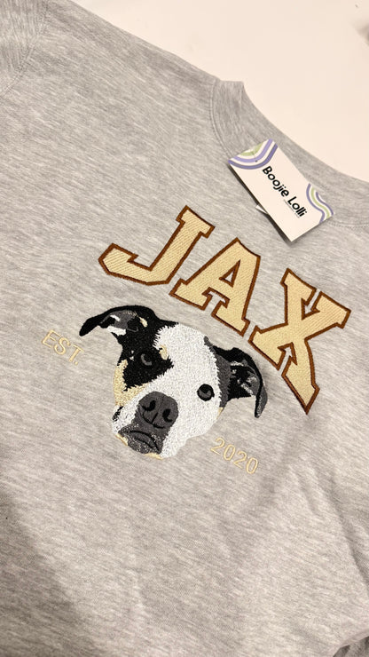 Custom Pet Portrait Embroidered Sweatshirt