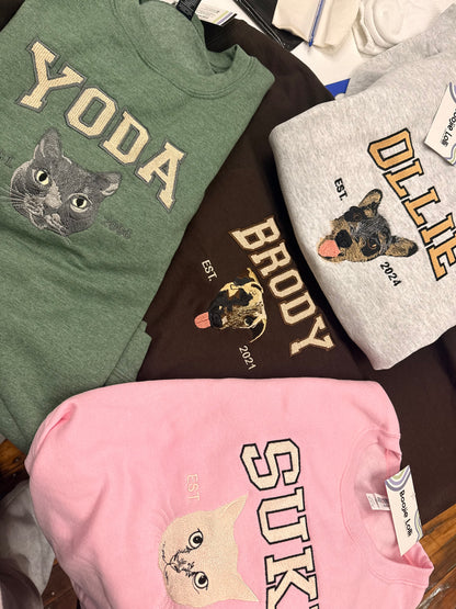 Custom Pet Portrait Embroidered Sweatshirt
