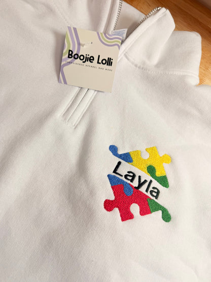 Puzzle  Personalized Teacher Quarter Zip Sweatshirt